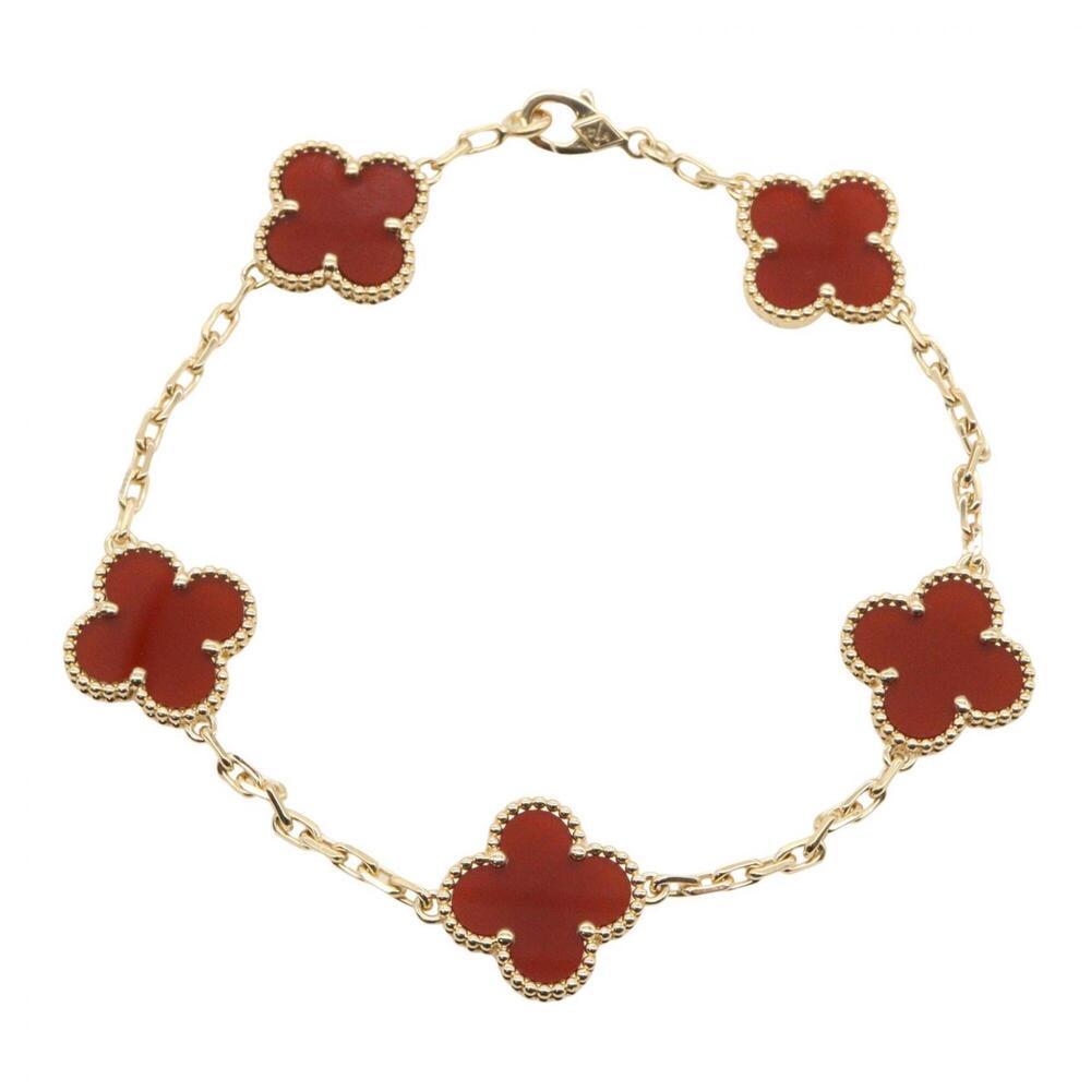 Van Cleef & Arpels Vintage Alhambra Carnelian Bracelet, 18K (Yellow Gold), Ca...